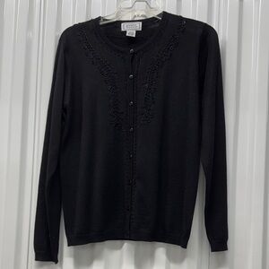 Beaded Black Cardigan button up Sweater